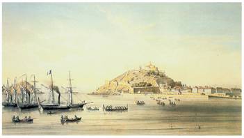 Donostiako grabatua, Napoleon III.aren bisita zela-eta egina.<br><br>